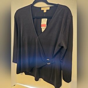 Michael Kors Wrap Black Top